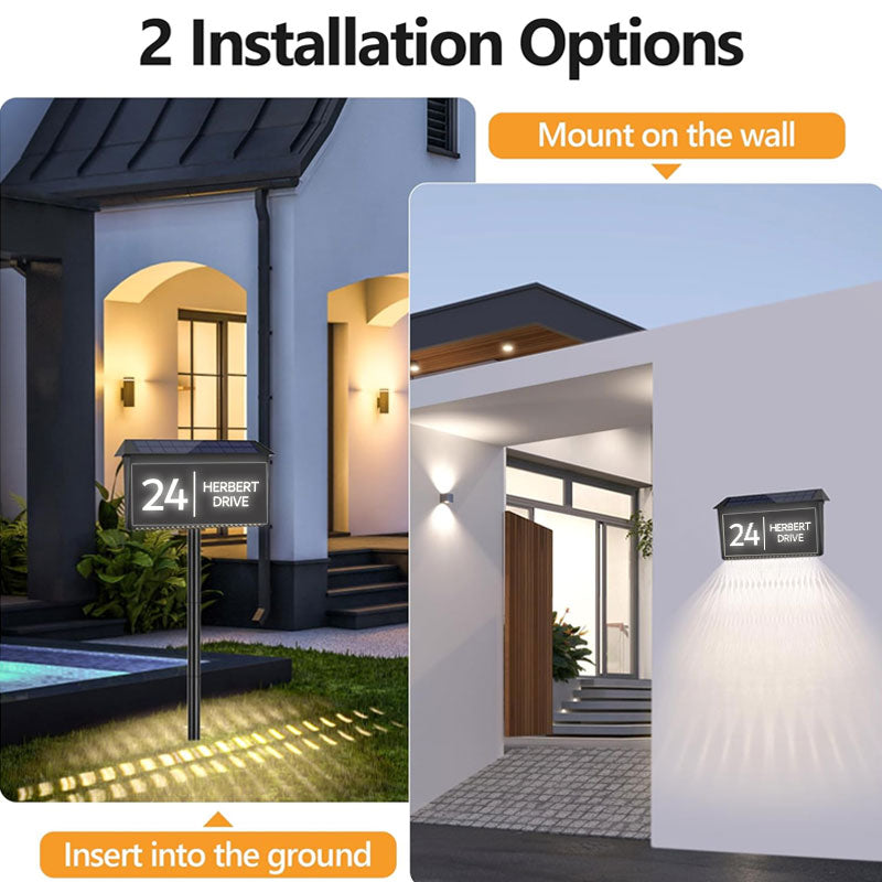 Aangepaste Solar LED Backlit Huisnummer Sign