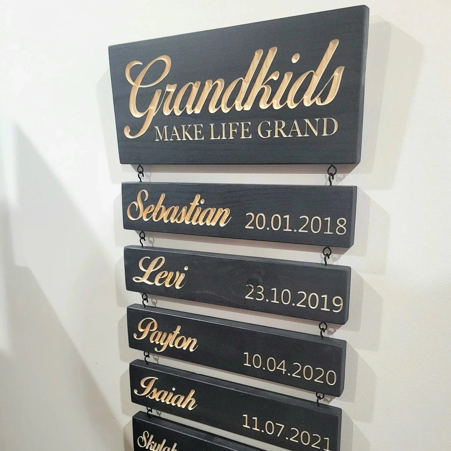 Gepersonaliseerd kleinkinderen uithangbord (gegraveerd) Familie aandenken