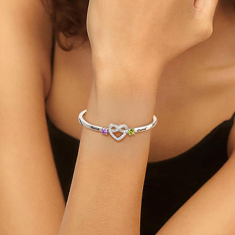 Samen voor altijd - Gepersonaliseerde geboortesteen armband voor koppels