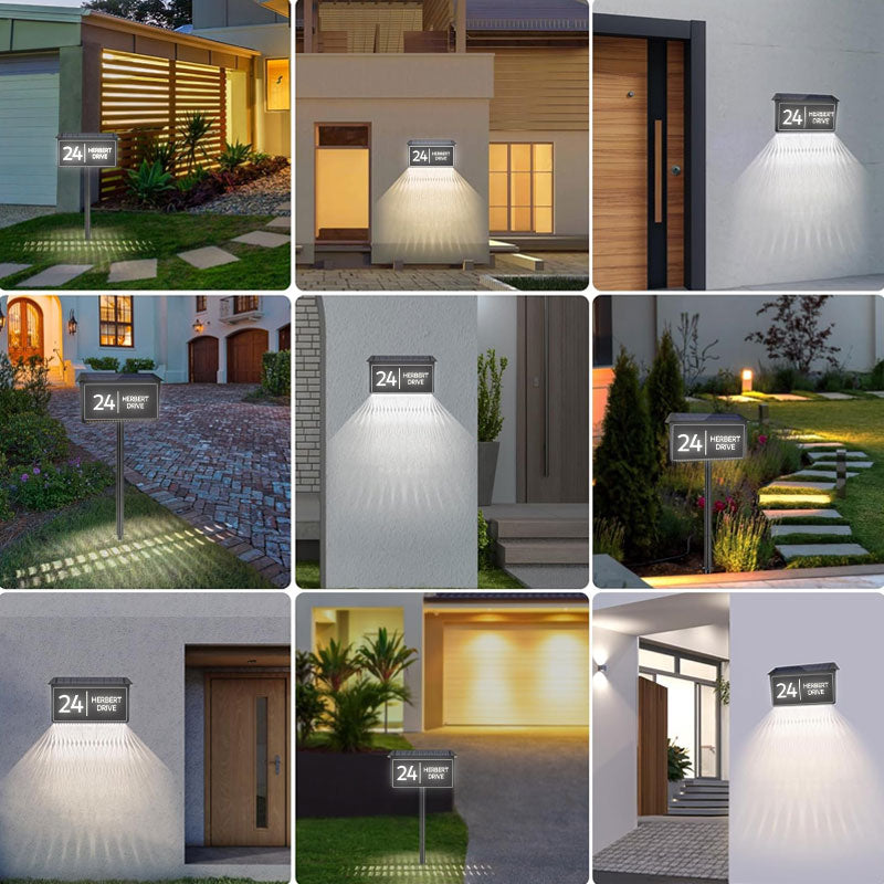 Aangepaste Solar LED Backlit Huisnummer Sign