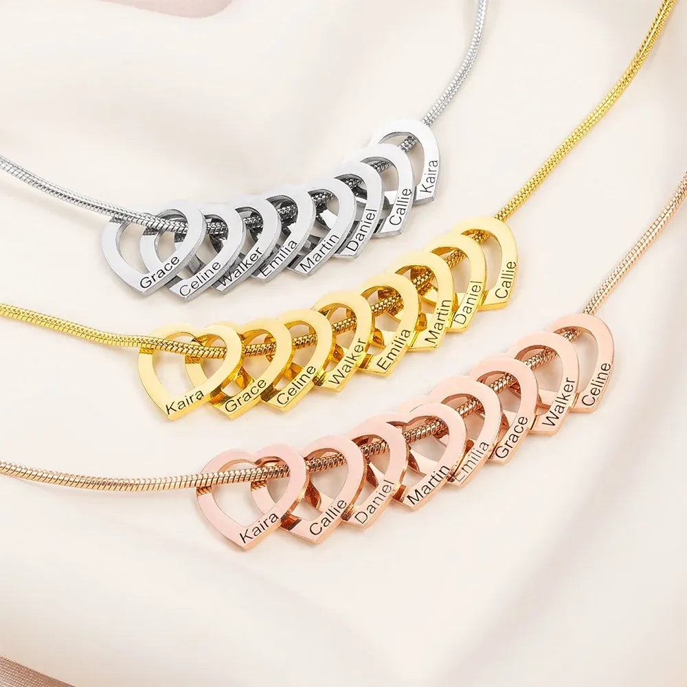 Aangepaste hart contour hanger familie ketting met 1-12 gegraveerde namen sierlijke dames sieraden verjaardag Moederdag cadeau voor moeder oma
