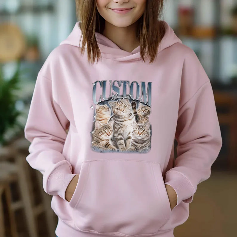 Aangepaste afdrukken Vintage Hip Hop huisdier Sweatshir