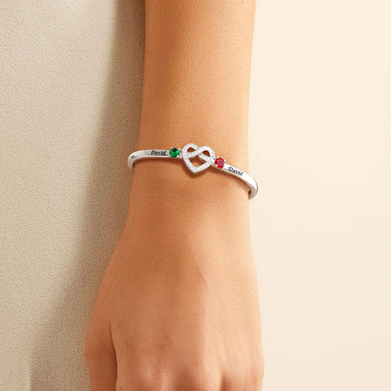 Samen voor altijd - Gepersonaliseerde geboortesteen armband voor koppels