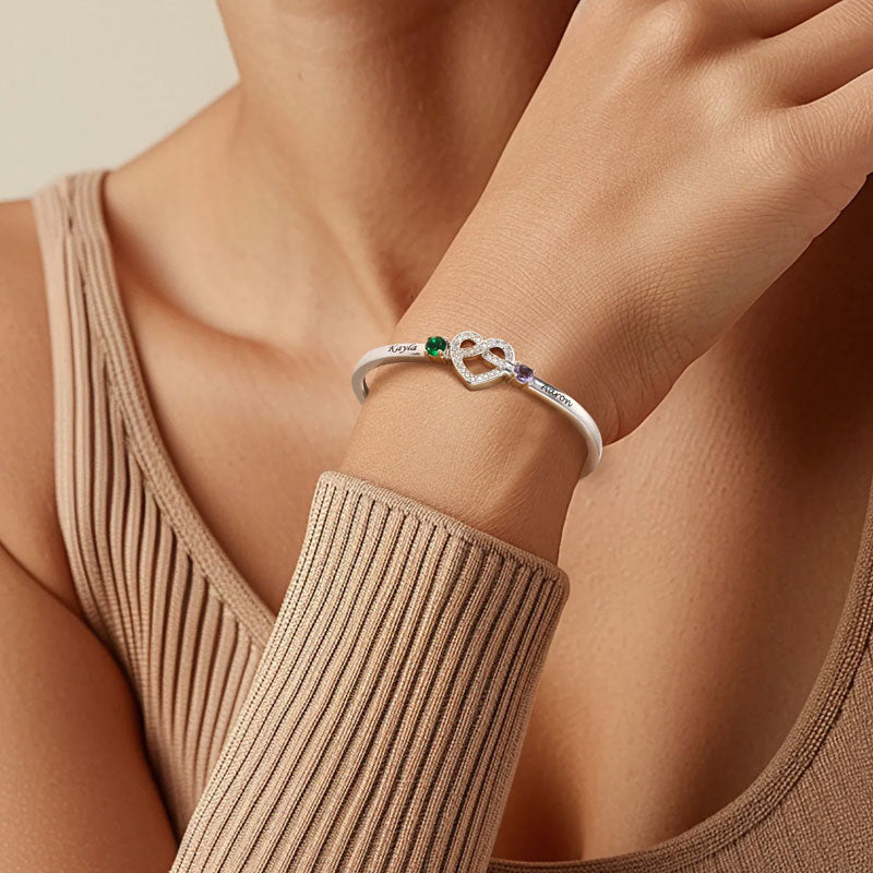 Samen voor altijd - Gepersonaliseerde geboortesteen armband voor koppels