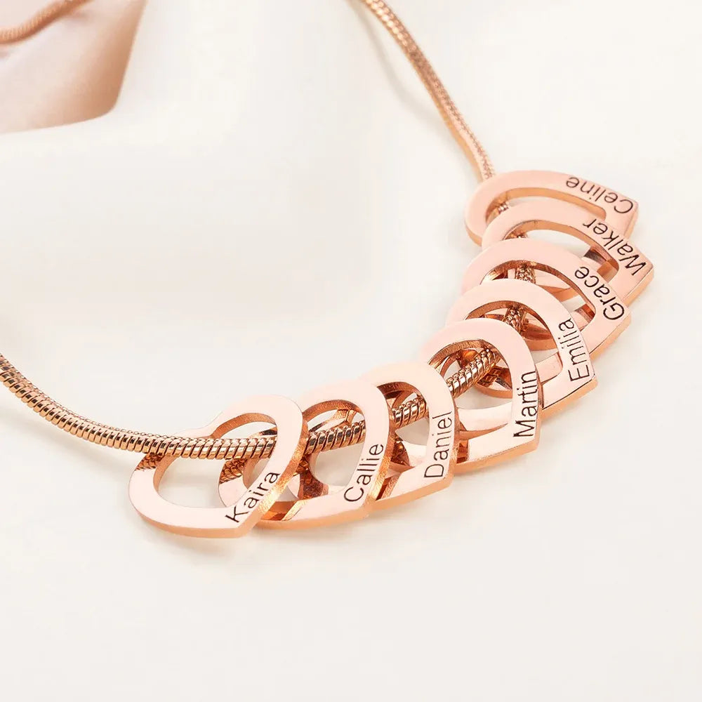 Aangepaste hart contour hanger familie ketting met 1-12 gegraveerde namen sierlijke dames sieraden verjaardag Moederdag cadeau voor moeder oma