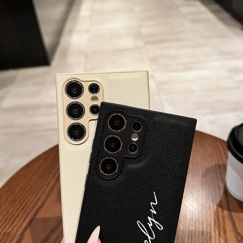 📱 Aangepast gewoon leer Litchi Patroon volledige dekking tegen vallen mobiele telefoon geval