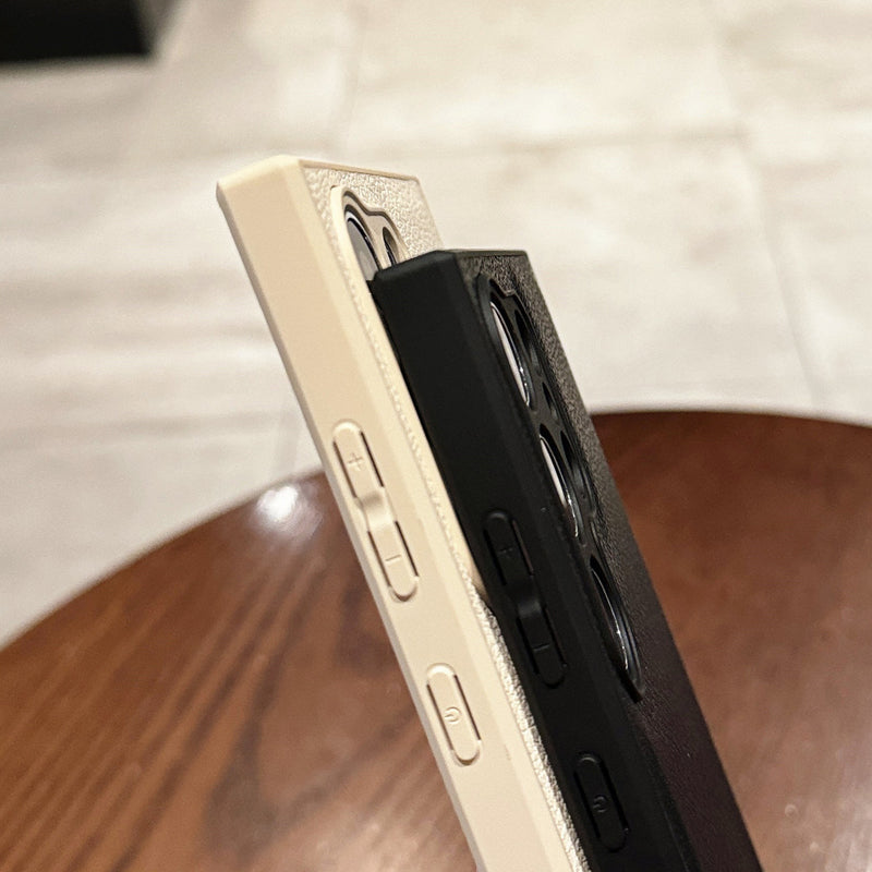 📱 Aangepast gewoon leer Litchi Patroon volledige dekking tegen vallen mobiele telefoon geval