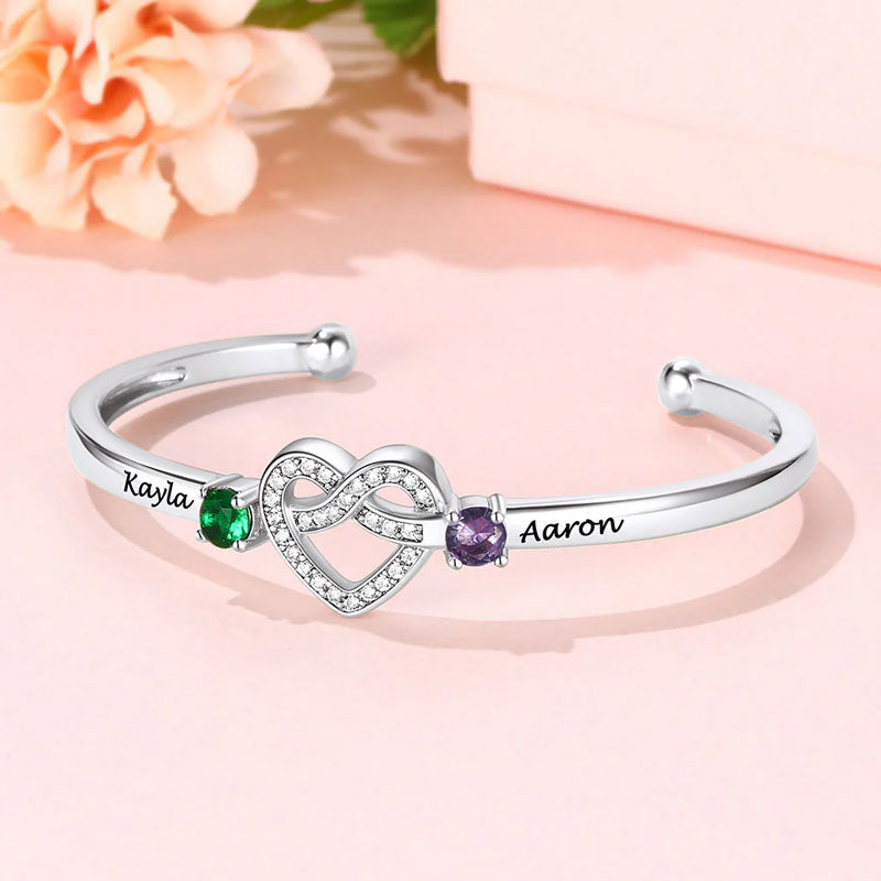 Samen voor altijd - Gepersonaliseerde geboortesteen armband voor koppels
