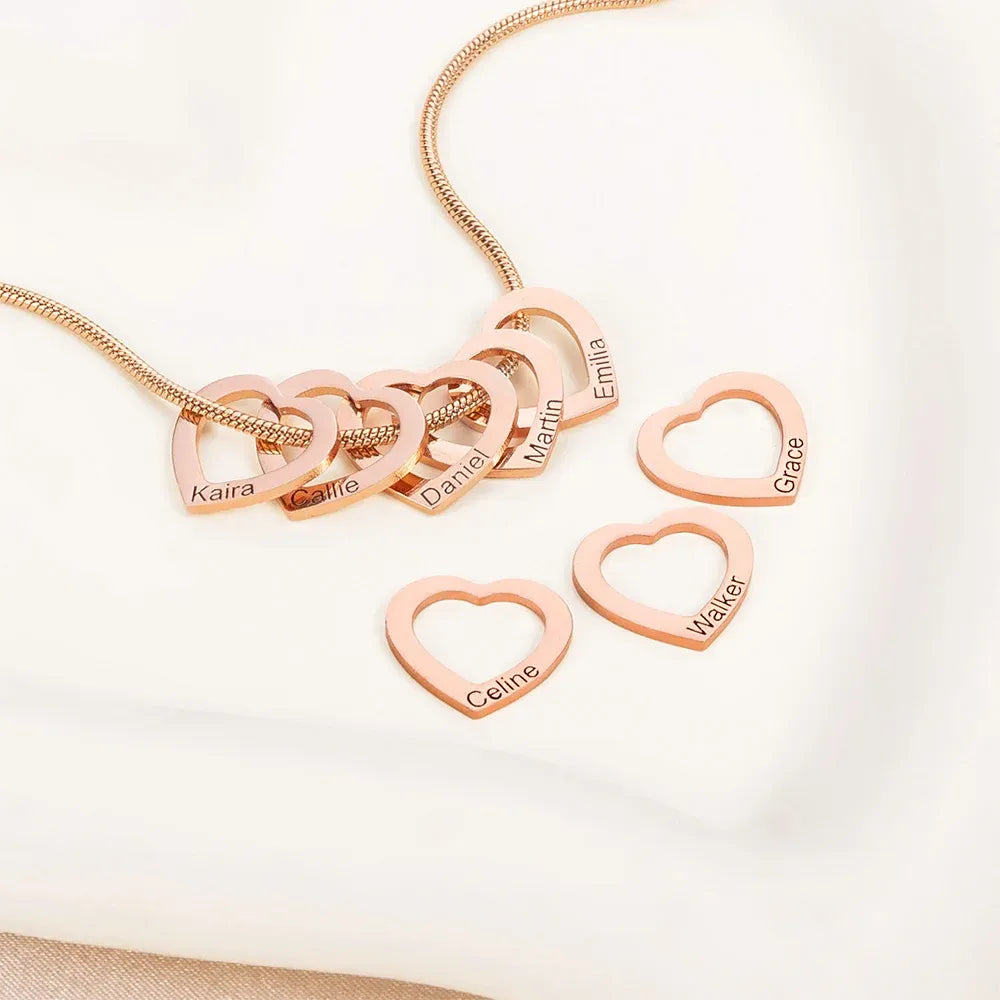 Aangepaste hart contour hanger familie ketting met 1-12 gegraveerde namen sierlijke dames sieraden verjaardag Moederdag cadeau voor moeder oma