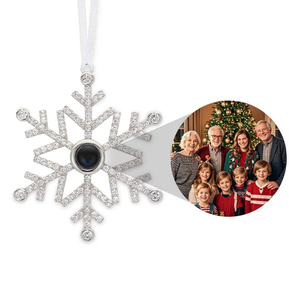 Gepersonaliseerd Projectie Ornament Aangepaste foto Sneeuwvlok Kerst Ornament Gifts