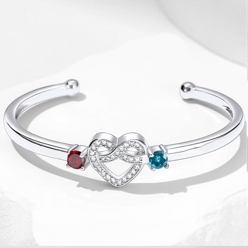 Samen voor altijd - Gepersonaliseerde geboortesteen armband voor koppels