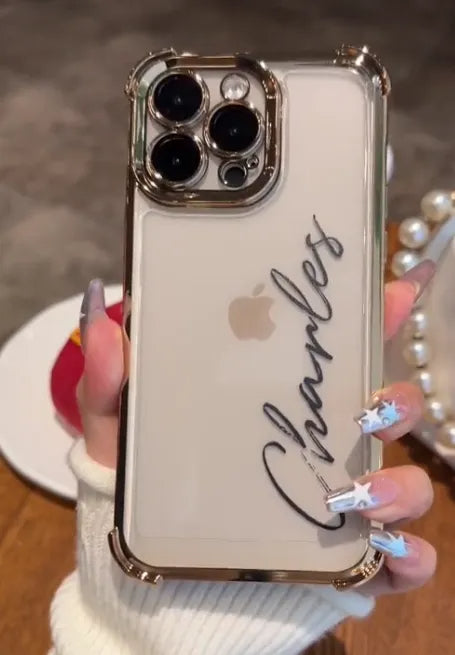 Op maat gemaakte casual verticale naam Ultra transparant telefoonhoesje