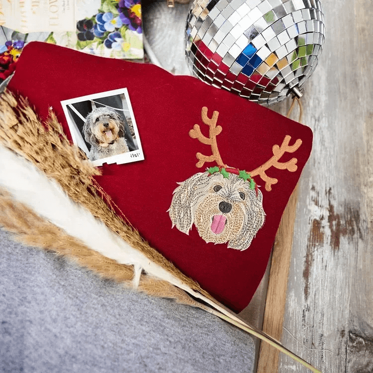 Custom geborduurde sweaters met dierenportrette