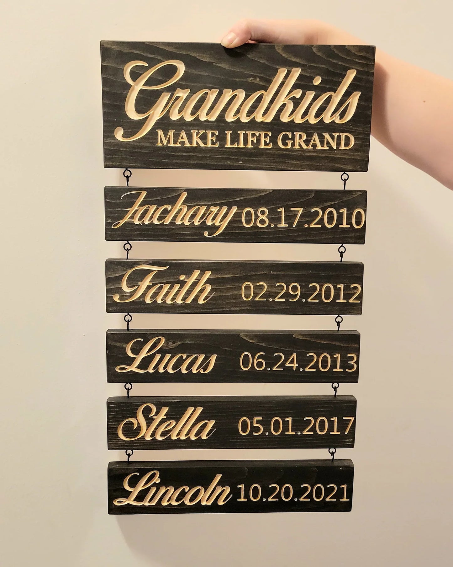 Gepersonaliseerd kleinkinderen uithangbord (gegraveerd) Familie aandenken