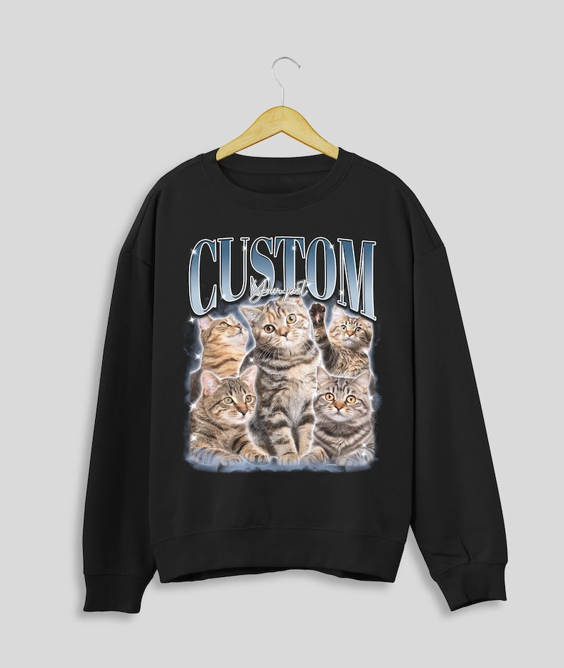 Aangepaste afdrukken Vintage Hip Hop huisdier Sweatshir
