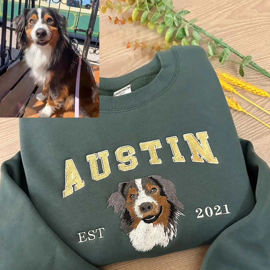 Custom geborduurde sweaters met dierenportrette