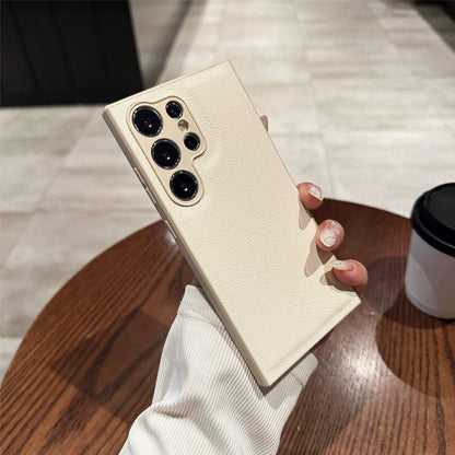 📱 Aangepast gewoon leer Litchi Patroon volledige dekking tegen vallen mobiele telefoon geval