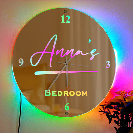 🔔【Aangepaste naam lichtgevende klokspiegel】——De perfecte combinatie van tijd en persoonlijkheid🎄🎉