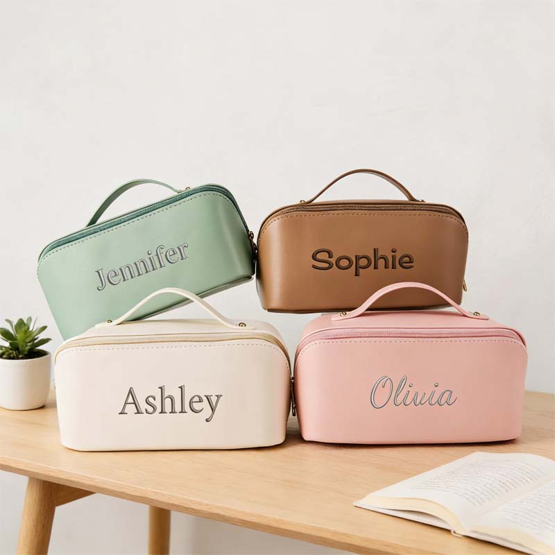 Gepersonaliseerde geborduurde make-uptas