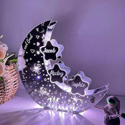 🌙 【Aangepast maan-LED-lichtgevend spiegellichtornament】 ——Exclusieve ster, verlicht uw naam🌟