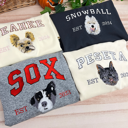 Custom geborduurde sweaters met dierenportrette