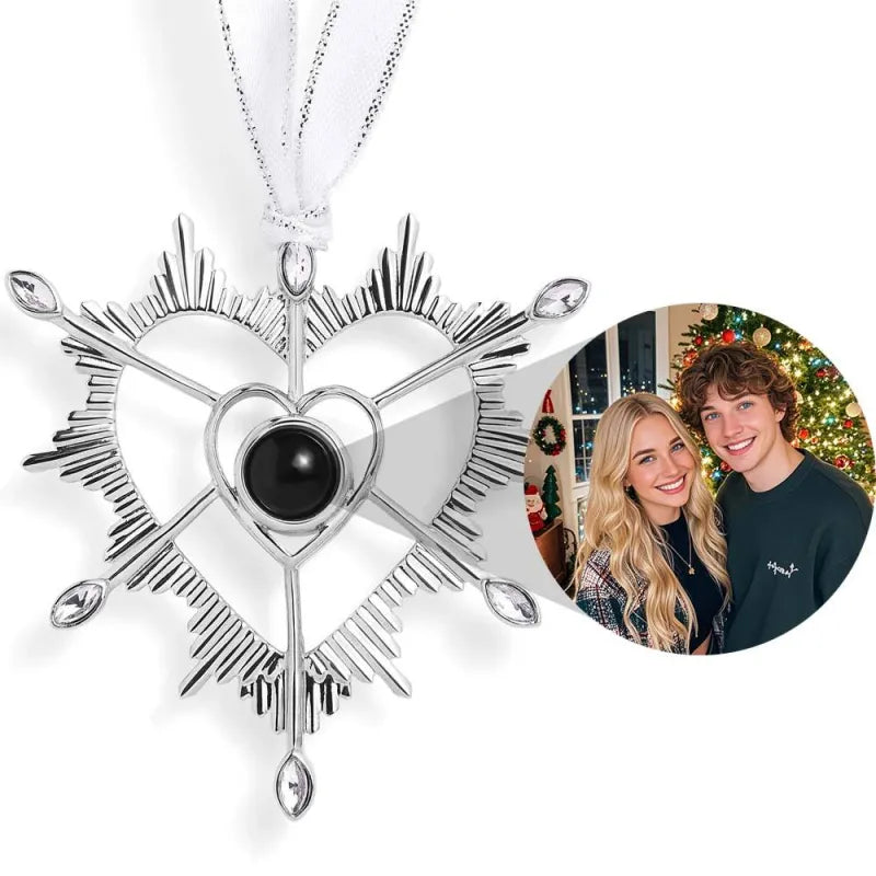 Gepersonaliseerd Projectie Ornament Aangepaste foto Sneeuwvlok Kerst Ornament Gifts