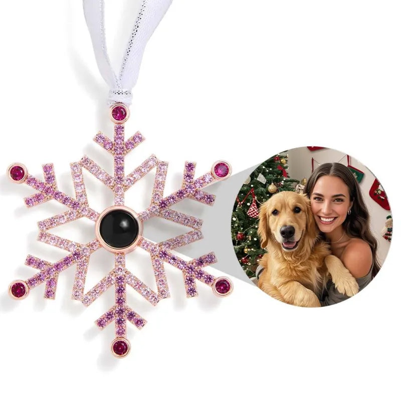 Gepersonaliseerd Projectie Ornament Aangepaste foto Sneeuwvlok Kerst Ornament Gifts