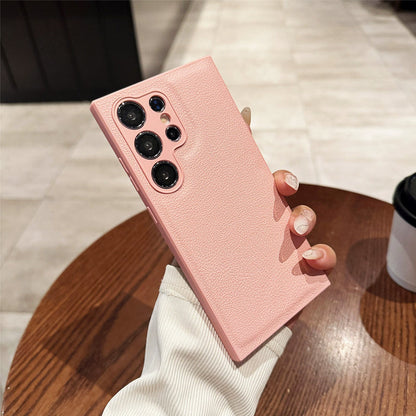 📱 Aangepast gewoon leer Litchi Patroon volledige dekking tegen vallen mobiele telefoon geval