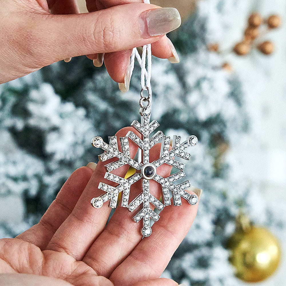 Gepersonaliseerd Projectie Ornament Aangepaste foto Sneeuwvlok Kerst Ornament Gifts