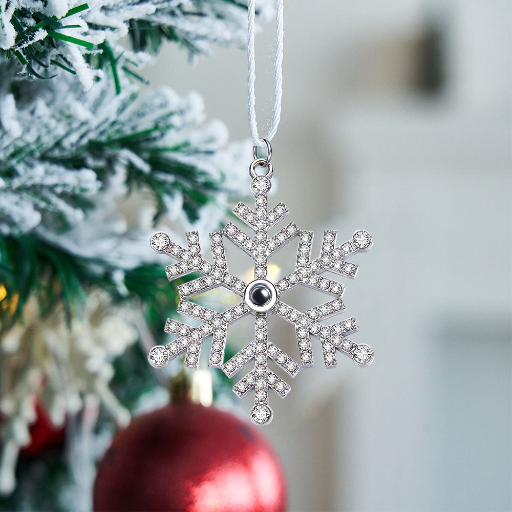 Gepersonaliseerd Projectie Ornament Aangepaste foto Sneeuwvlok Kerst Ornament Gifts