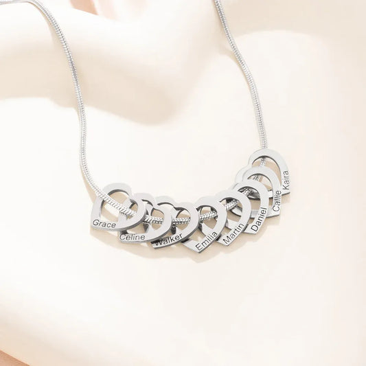 Aangepaste hart contour hanger familie ketting met 1-12 gegraveerde namen sierlijke dames sieraden verjaardag Moederdag cadeau voor moeder oma