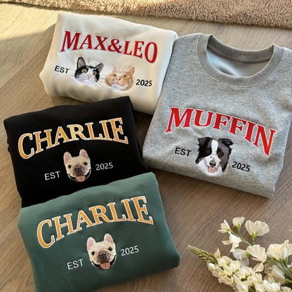 Custom geborduurde sweaters met dierenportrette