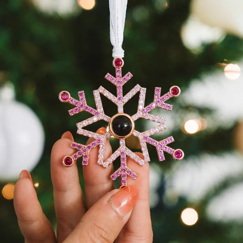 Gepersonaliseerd Projectie Ornament Aangepaste foto Sneeuwvlok Kerst Ornament Gifts